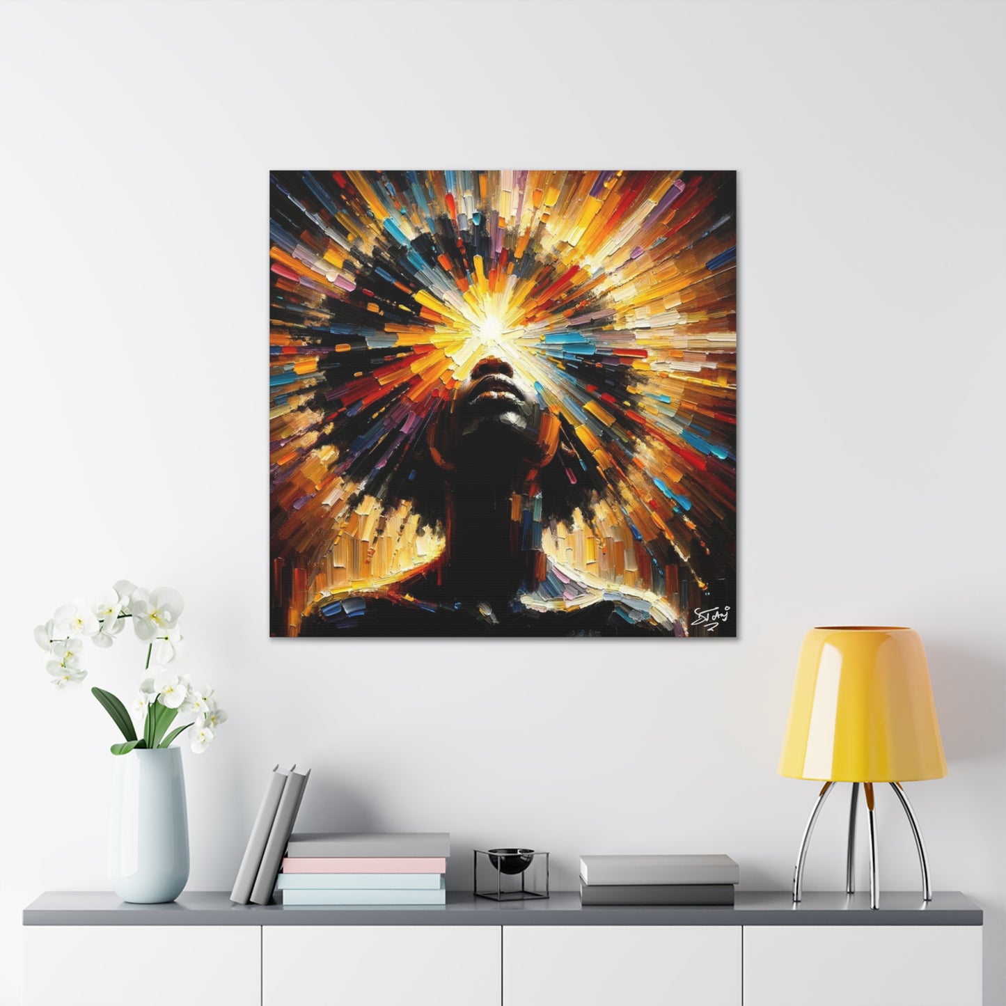 Art Print, Afro-Caribbean Woman, "Too Bright to See" Oil Finish, West Indian Ethnicity, Cultural, Heritage, Abstract, Canvas Gallery Wrap