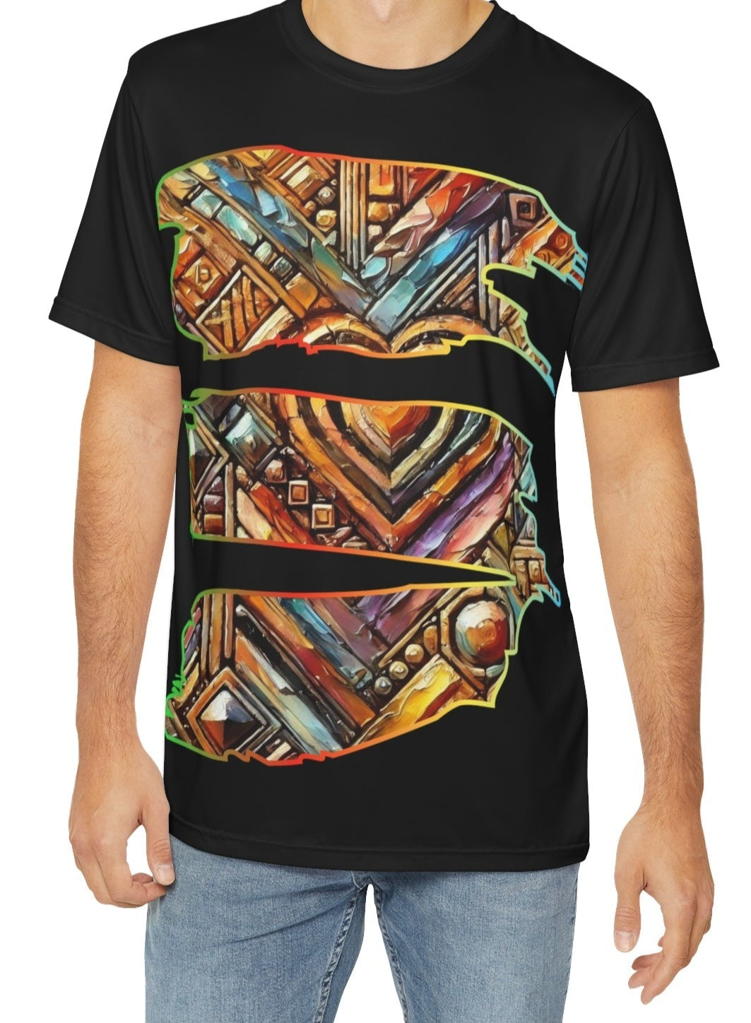 Men's Brushed Polyester Short Sleeve Tee (AOP), "Abstract African Print"