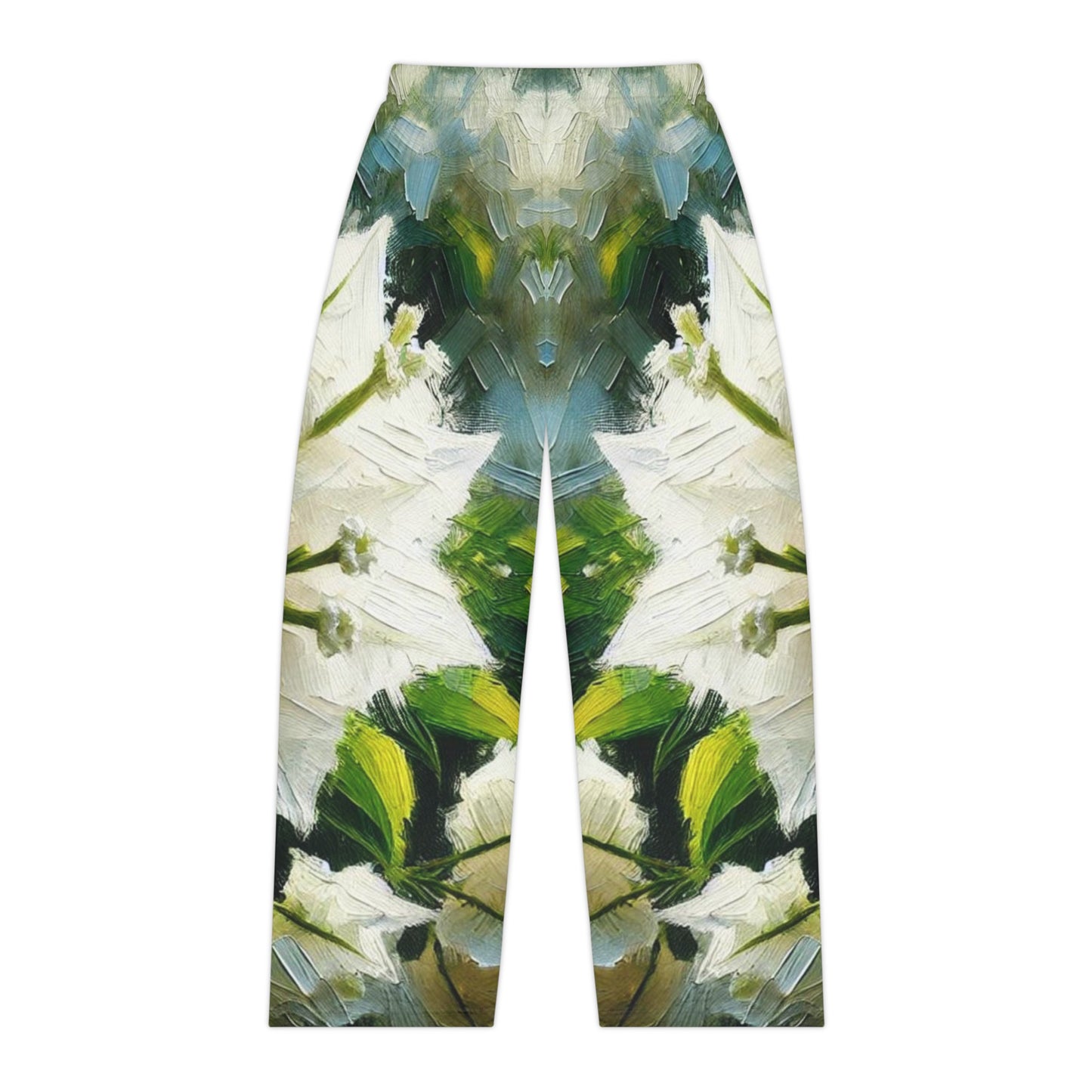 Women's Brushed Polyester Lounge Pants (AOP) White Floral Print