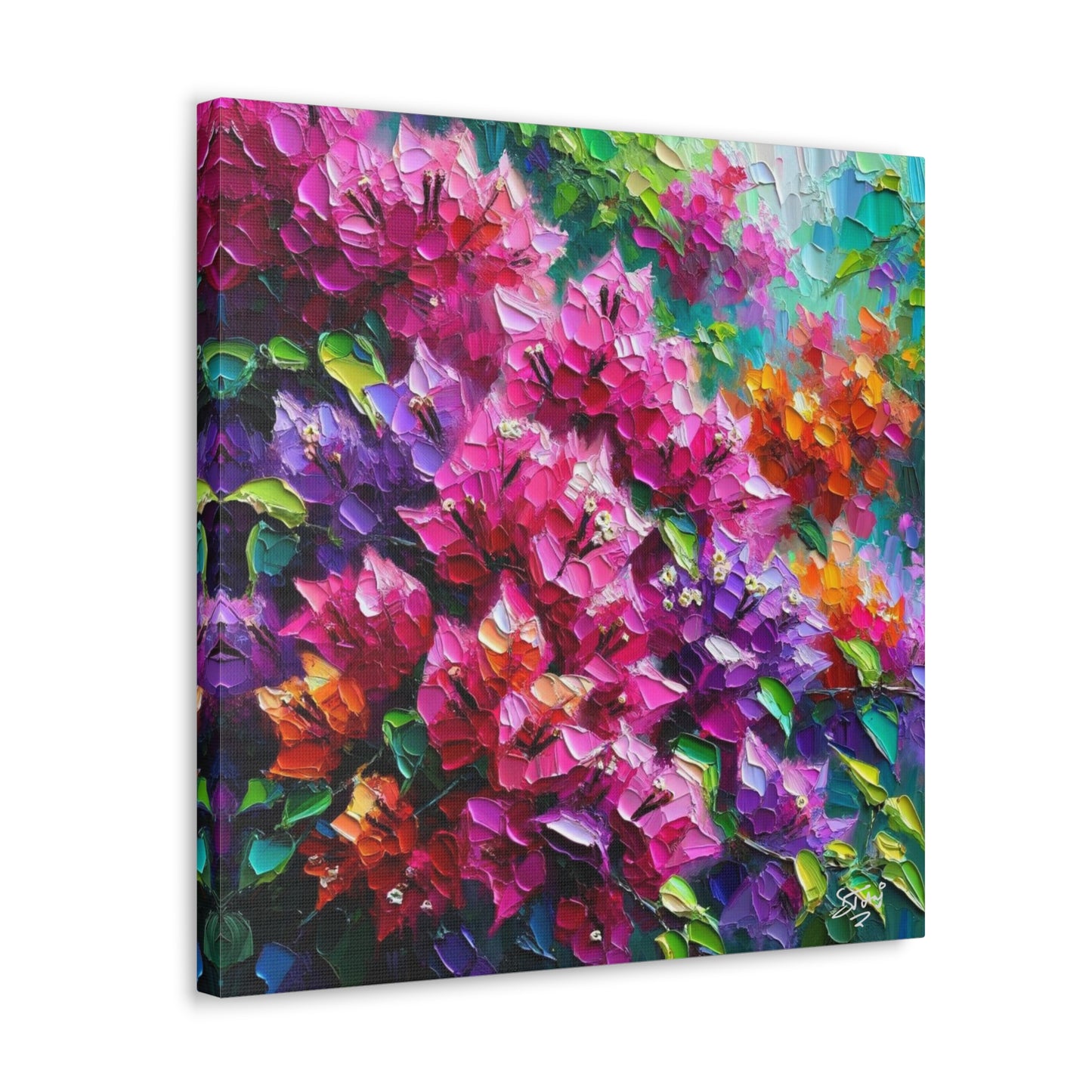 Art Print of Bougainvillea Flowers, Oil Finish, West Indian Art, Canvas Gallery Wraps