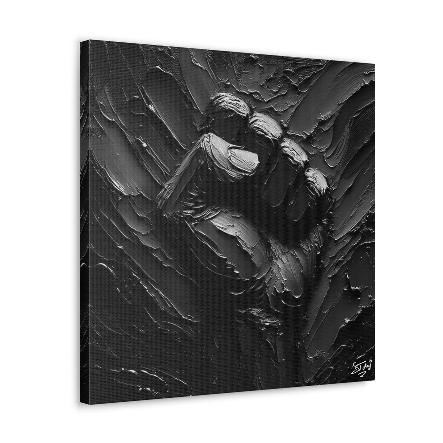 Art Print, Black Hand, Black Power, Oil Finish, Unity, One Love, Semi-Abstract, Canvas Gallery Wrap