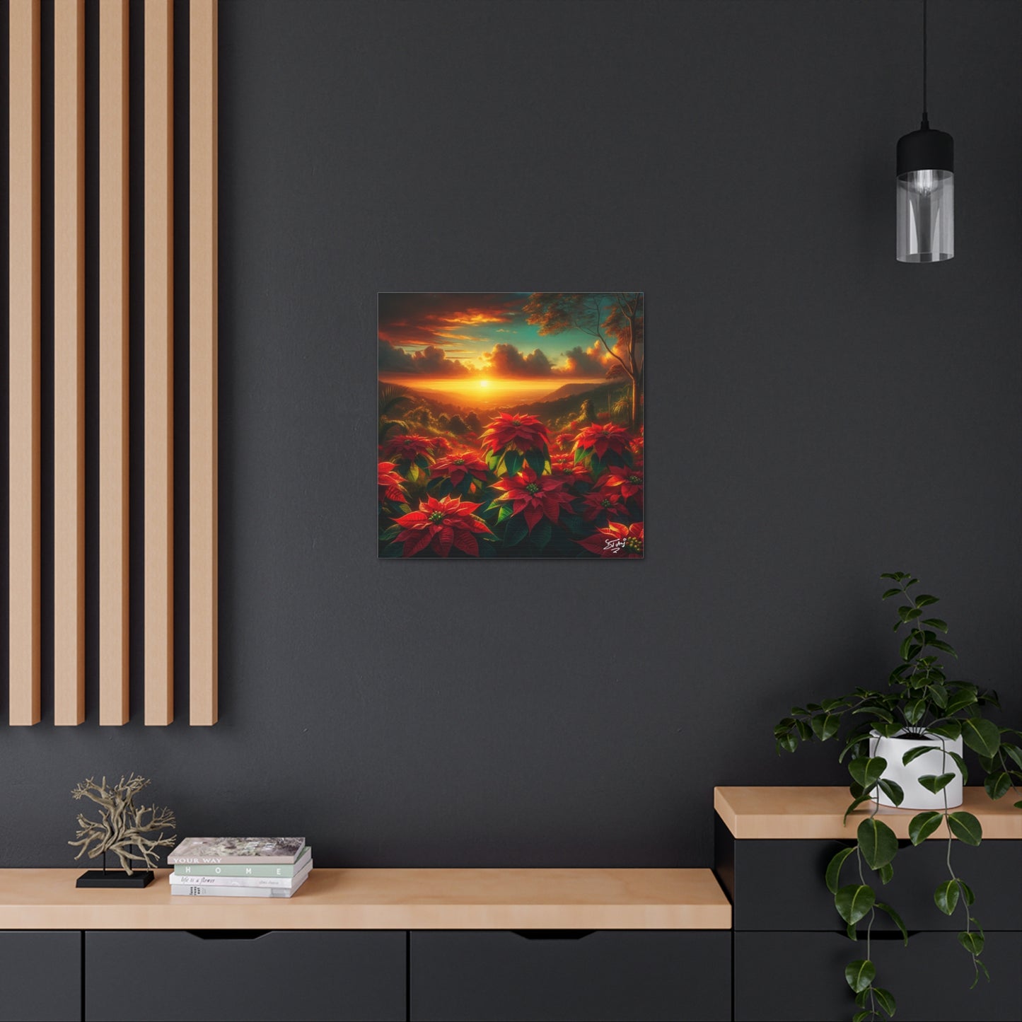 Print #2 of Wild Poinsettia Plants in the Caribbean During Sunset, Trinidad and Tobago, Canvas Gallery Wraps