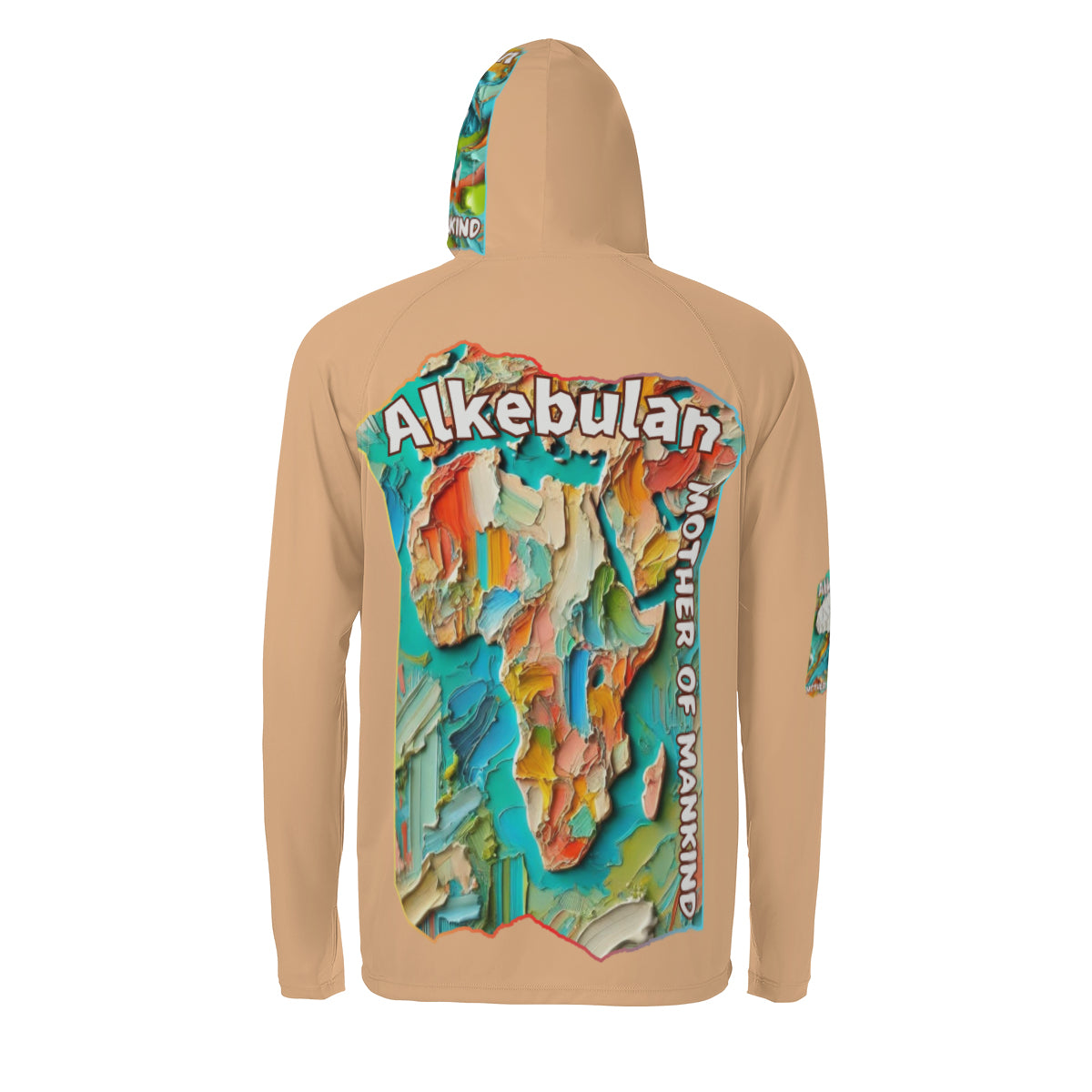 Men's Sun Protection Long Sleeve Hoodie "Alkebulan, The Mother of Mankind"