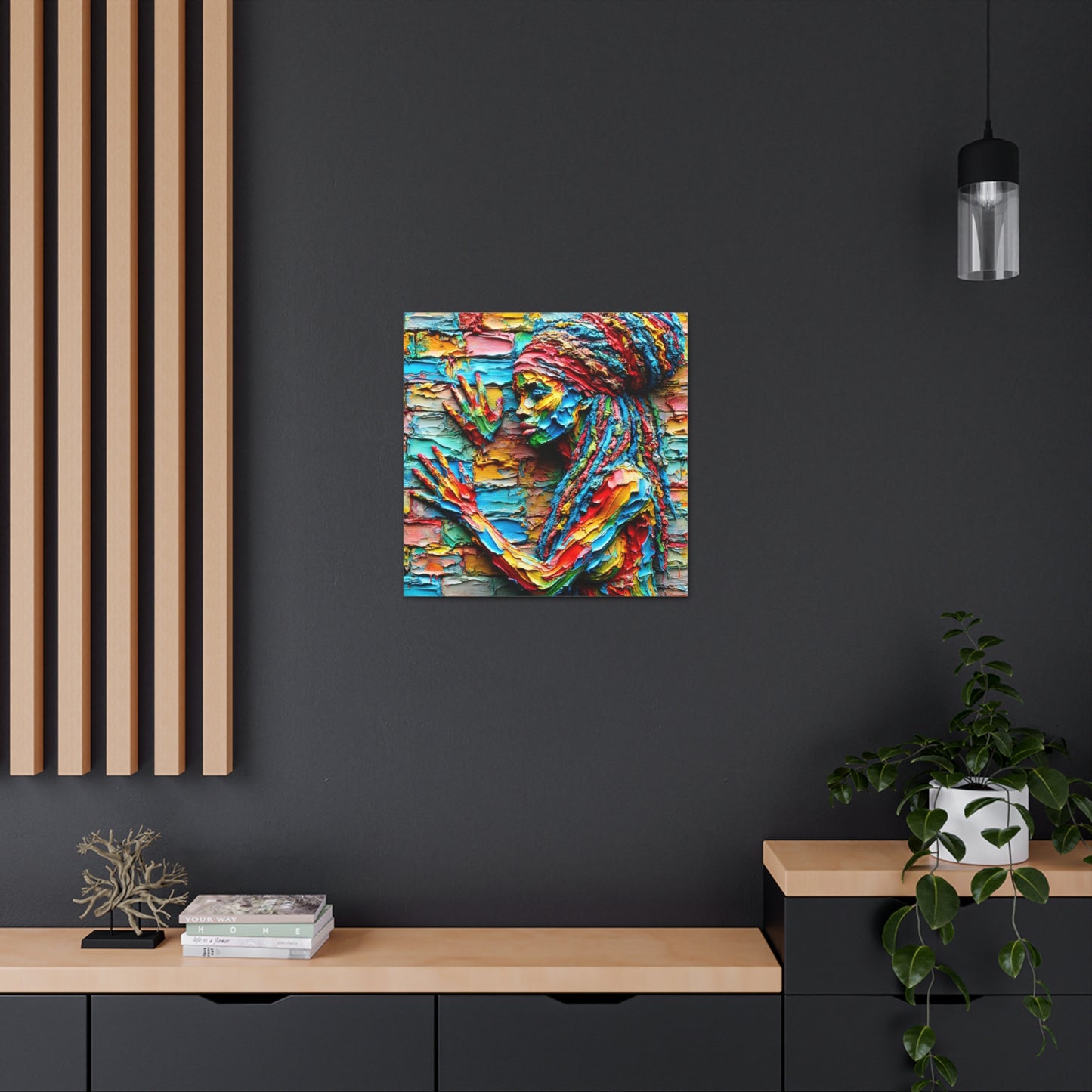 Art Print, Afro-Caribbean Woman, "Tryin' to Be Invisible" Abstract Oil Finish, West Indian Ethnicity, Cultural, Heritage, Abstract, Canvas Gallery Wrap