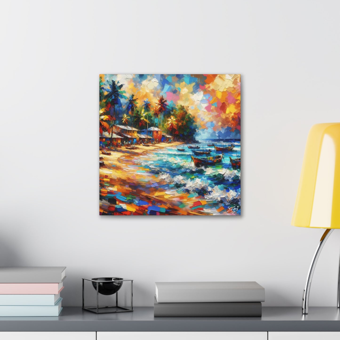 Art Print of Caribbean Sunset, Abstract, Oil Painting, West Indian Art, Canvas Gallery Wraps