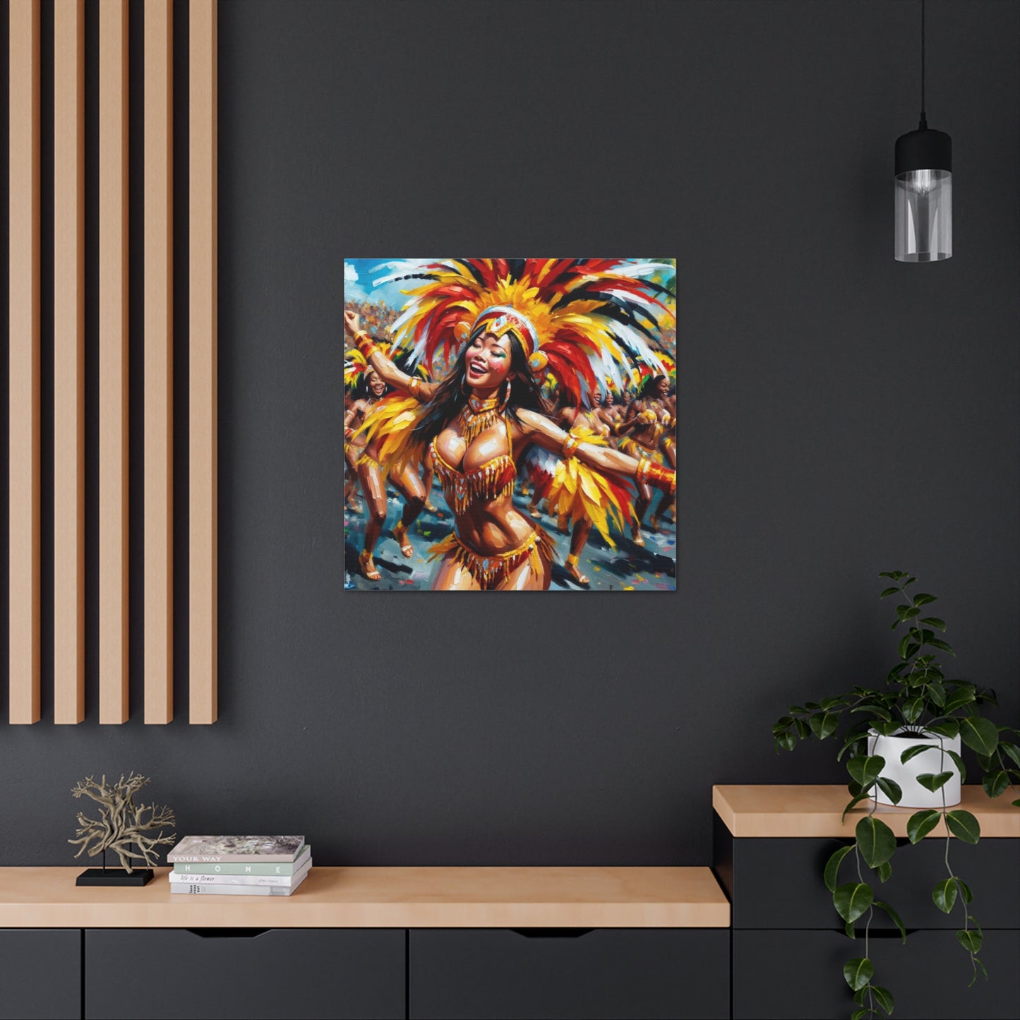 Art Print#7 of Trini Masquerader, Carnival, Oil Finish, West Indian Ethnicity, Cultural, Heritage, Art, Black Woman, Canvas Gallery Wraps