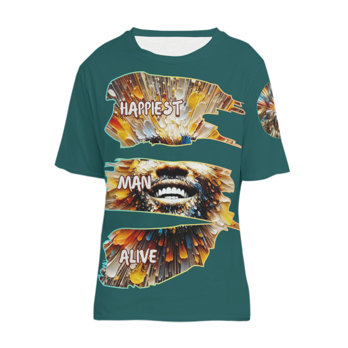 Men's Crewneck Cotton+Polyester Premium T-shirt | "Happiest Man Alive"