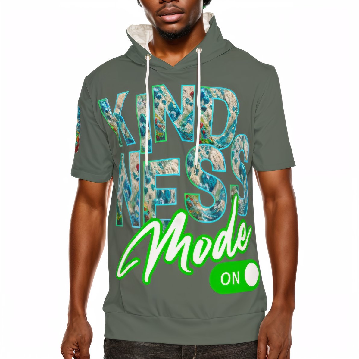 Men’s Cotton Hooded T-Shirt "Kindness Mode: On"