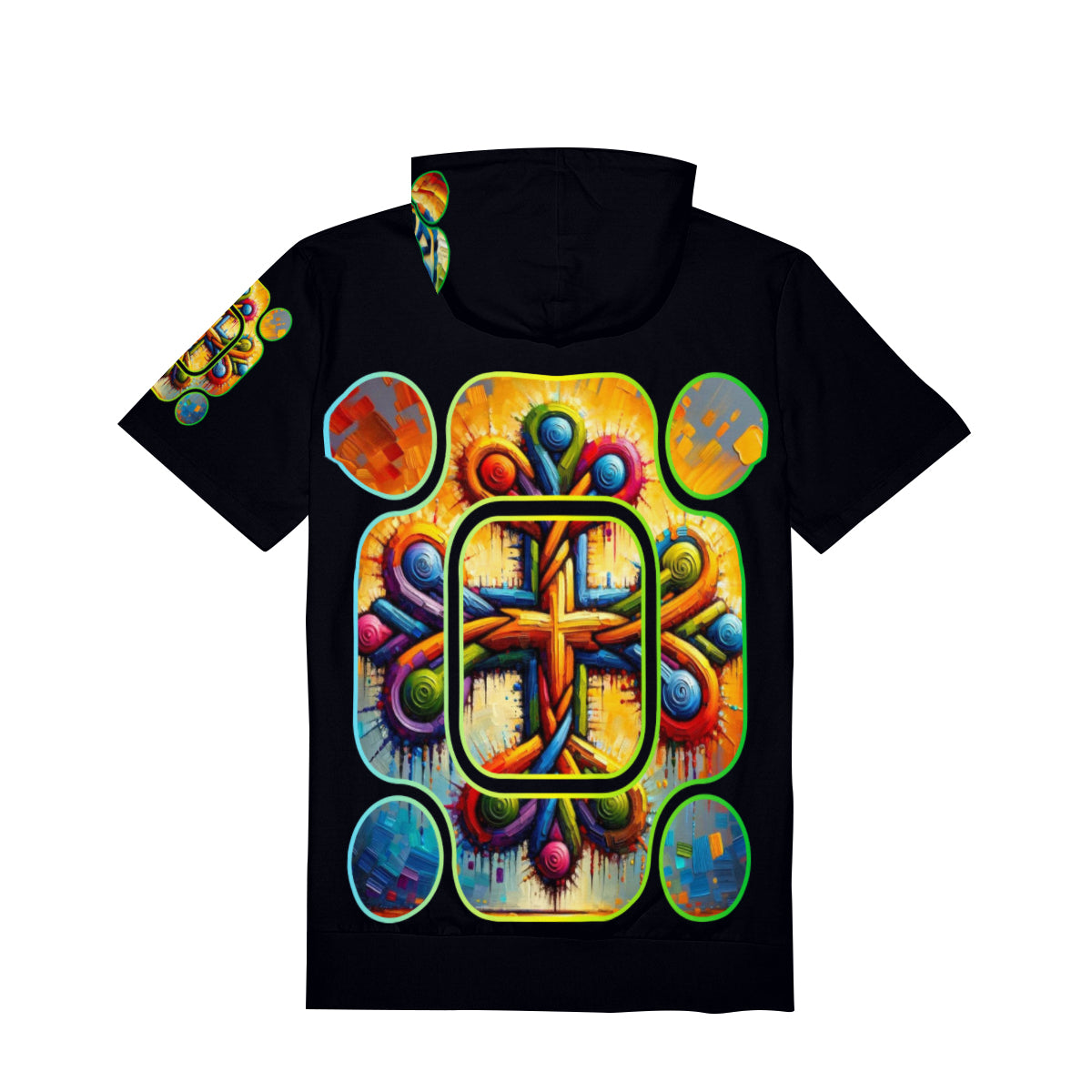 Men’s Cotton Hooded T-Shirt "Unity Abstract Print"