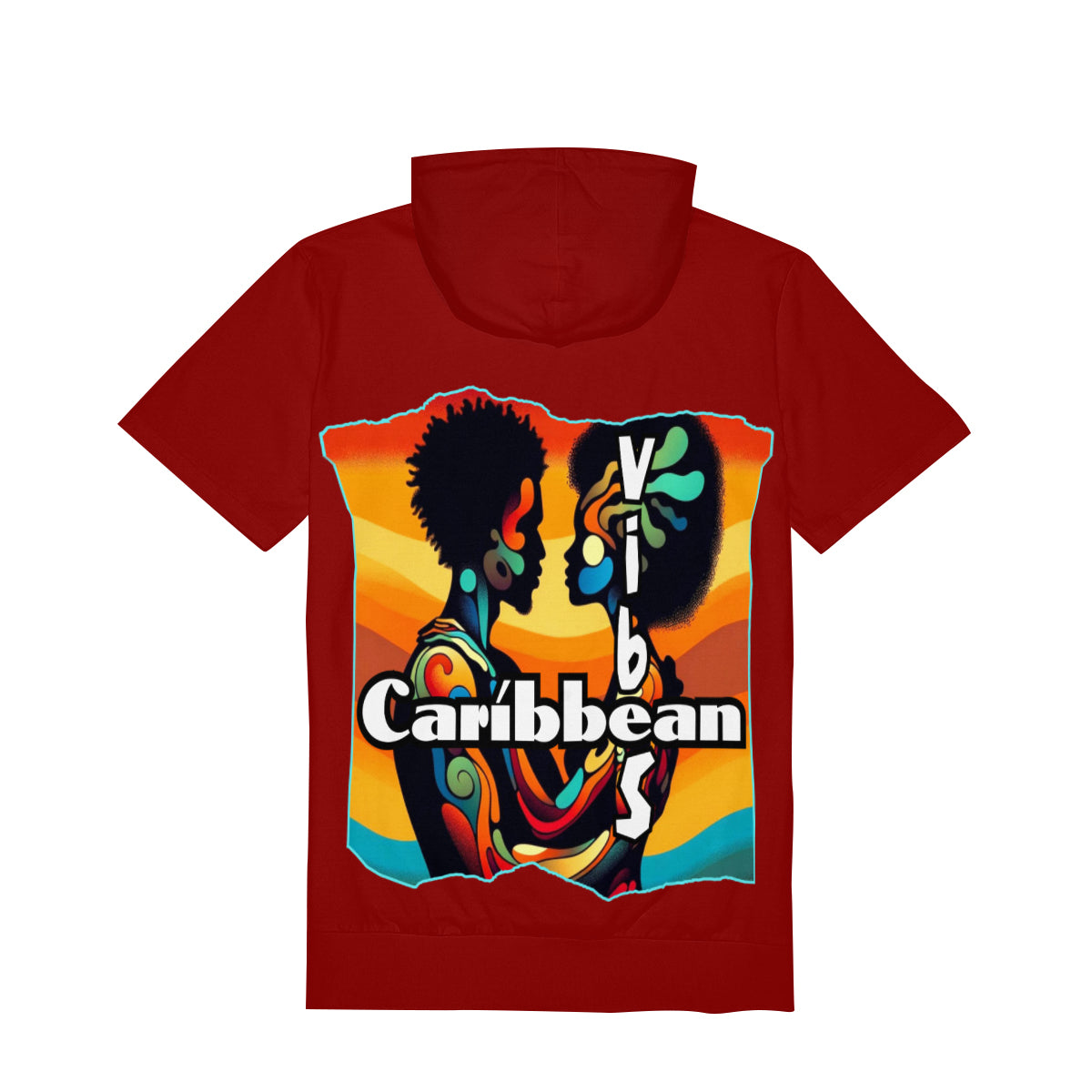 Men’s Cotton Hooded T-Shirt "Feel the Vibe, Caribbean Vibes"