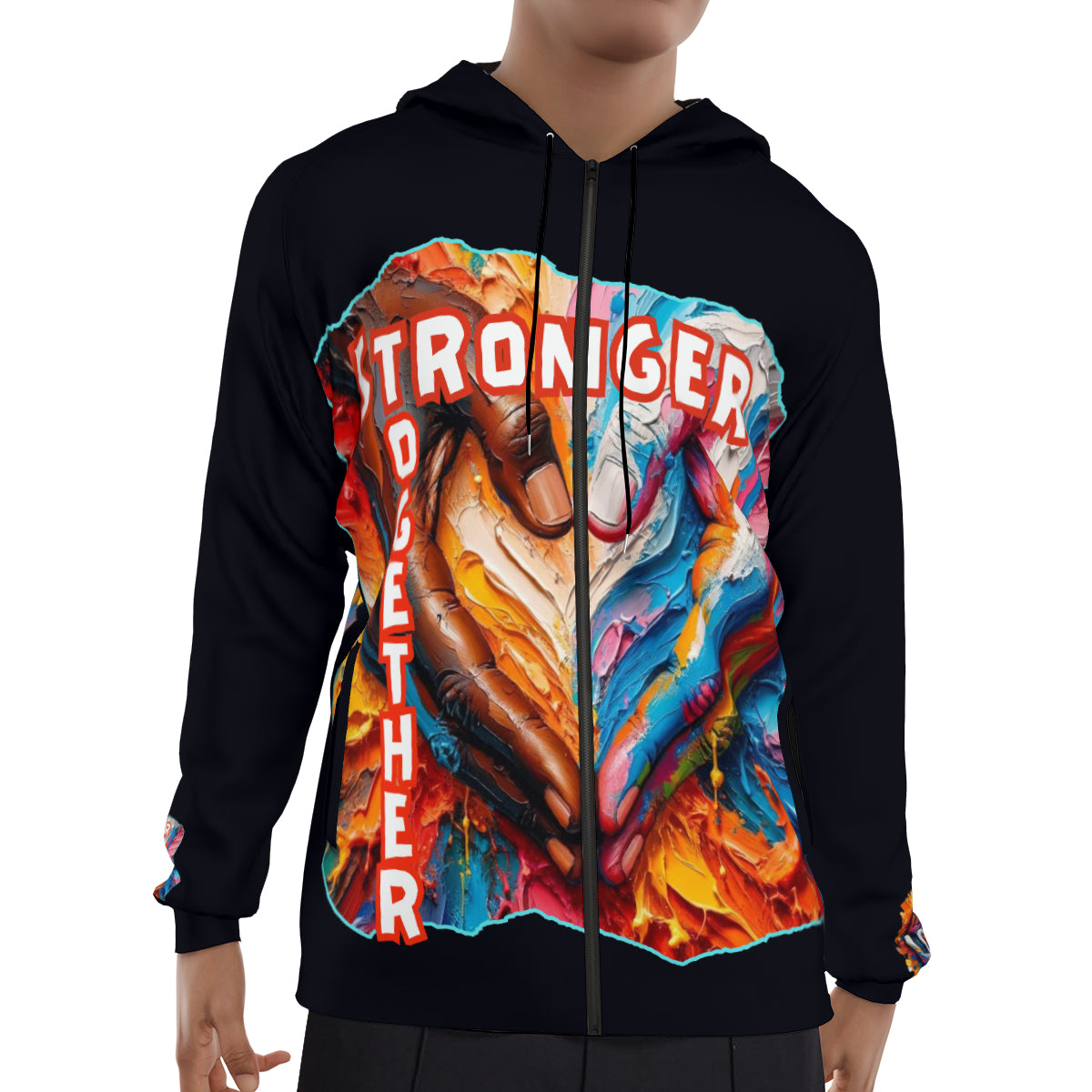 Men's Lightweight Zip Up Hoodie | Polyester "Stronger Together"