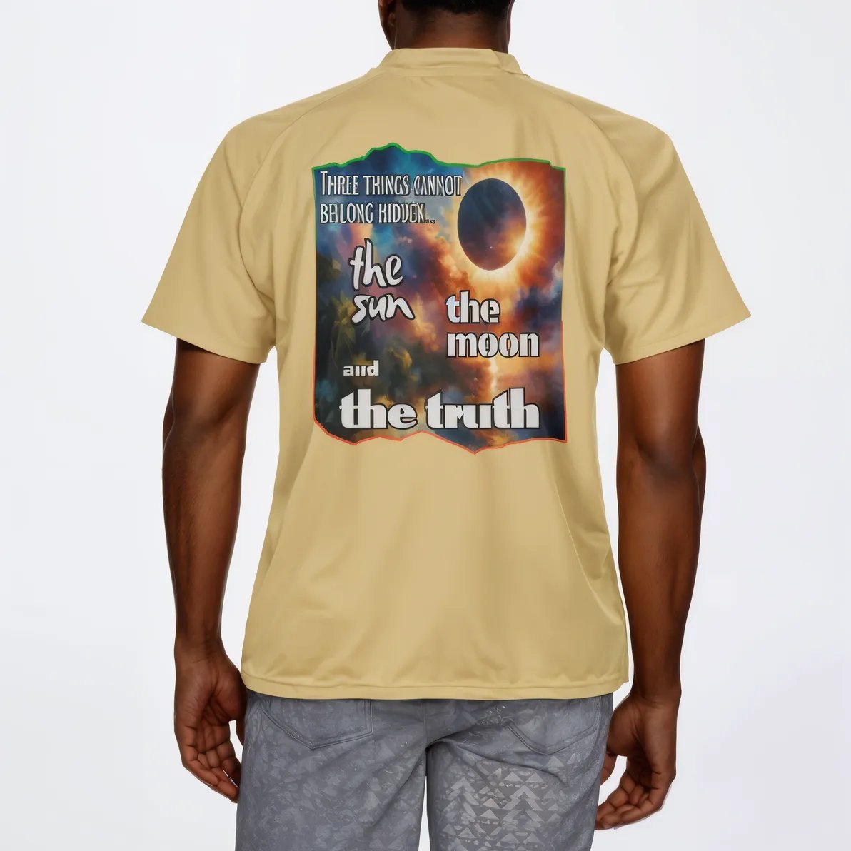 Men's V-Neck Polyester T-Shirt "The Sun, The Moon, The Truth"