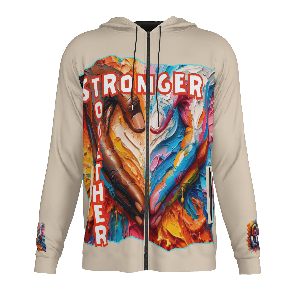 Men's Lightweight Zip Up Hoodie | Polyester "Stronger Together"