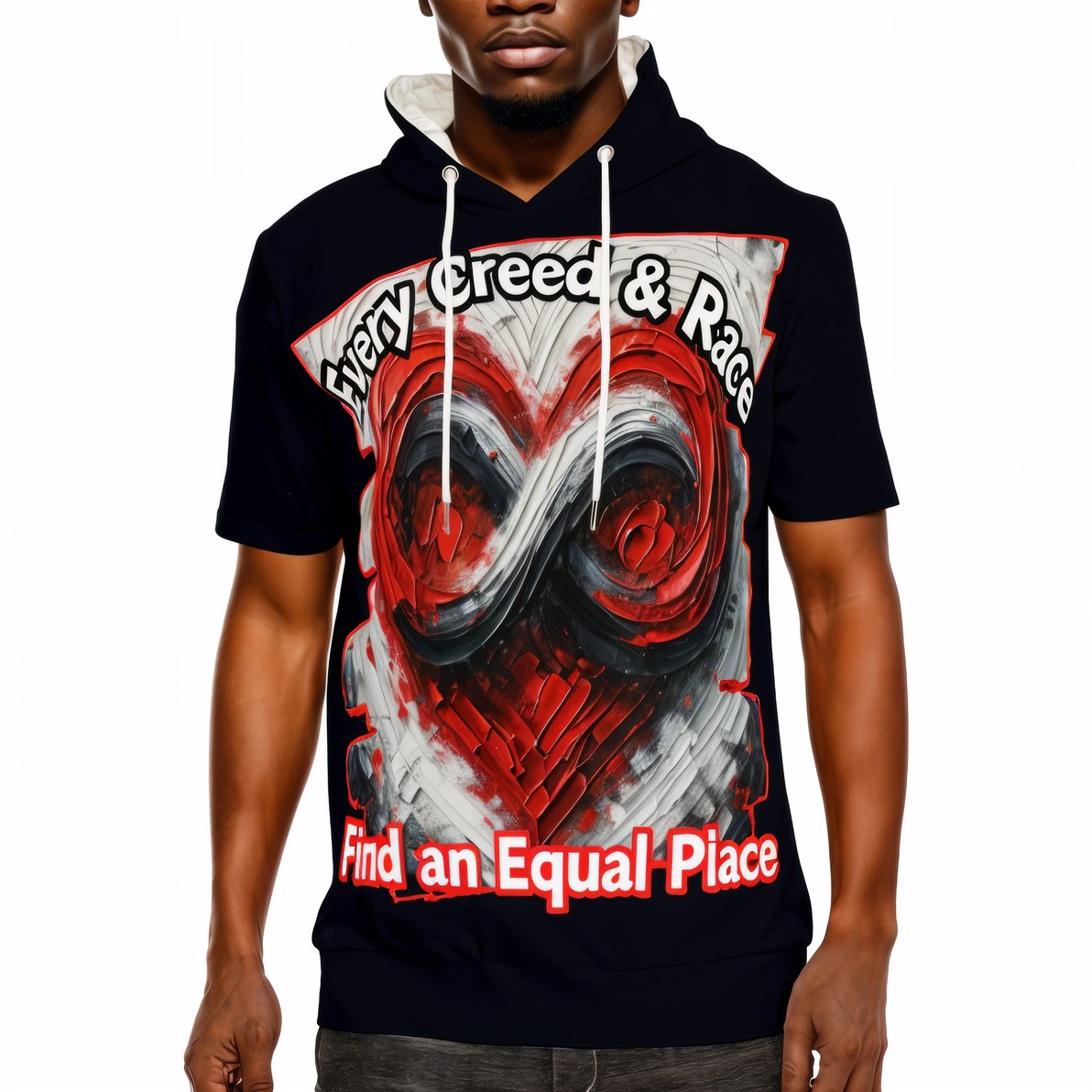 Men’s Cotton Hooded T-Shirt "Every Creed..." Trinidad Pride