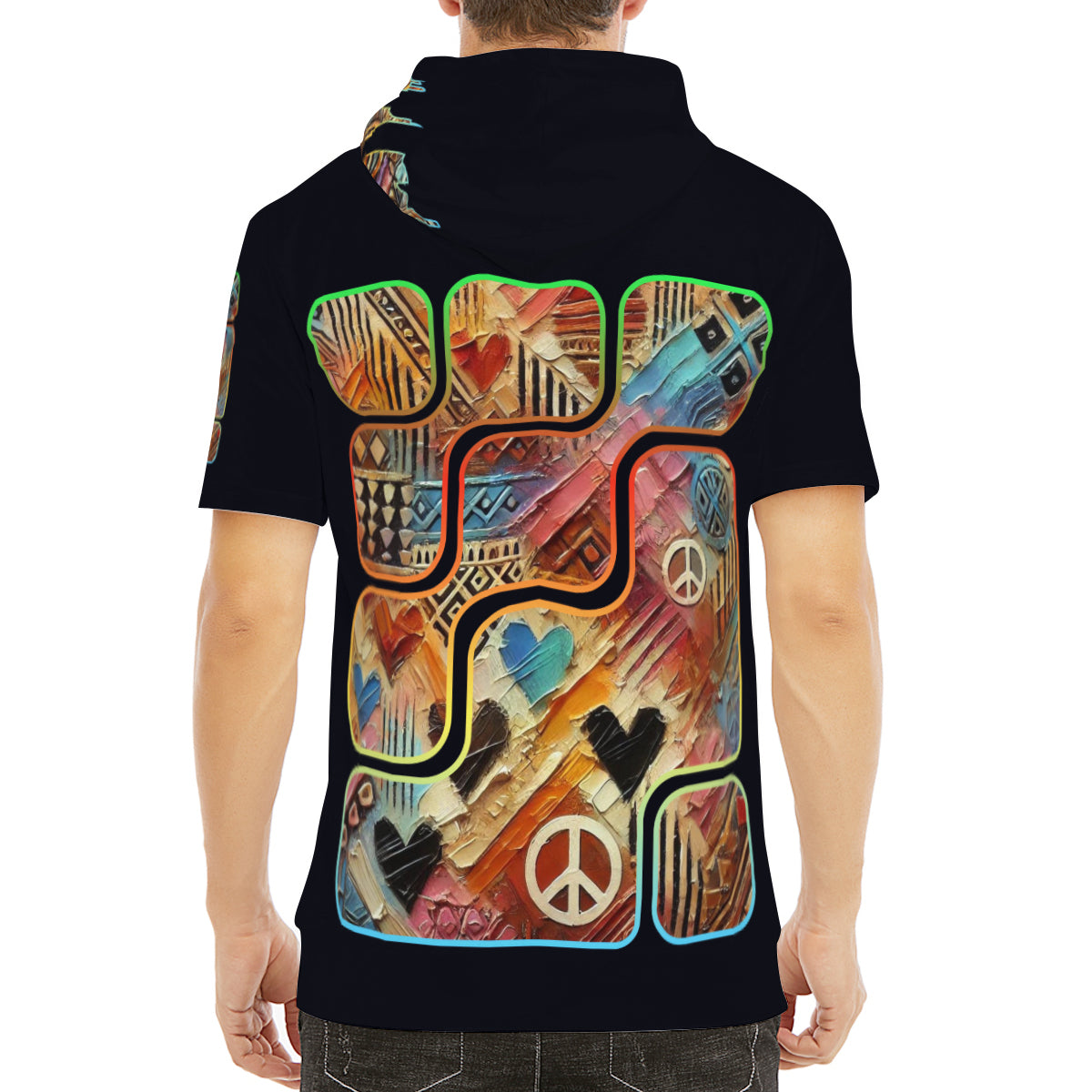 Men’s Cotton Hooded T-Shirt "African Abstract Print"