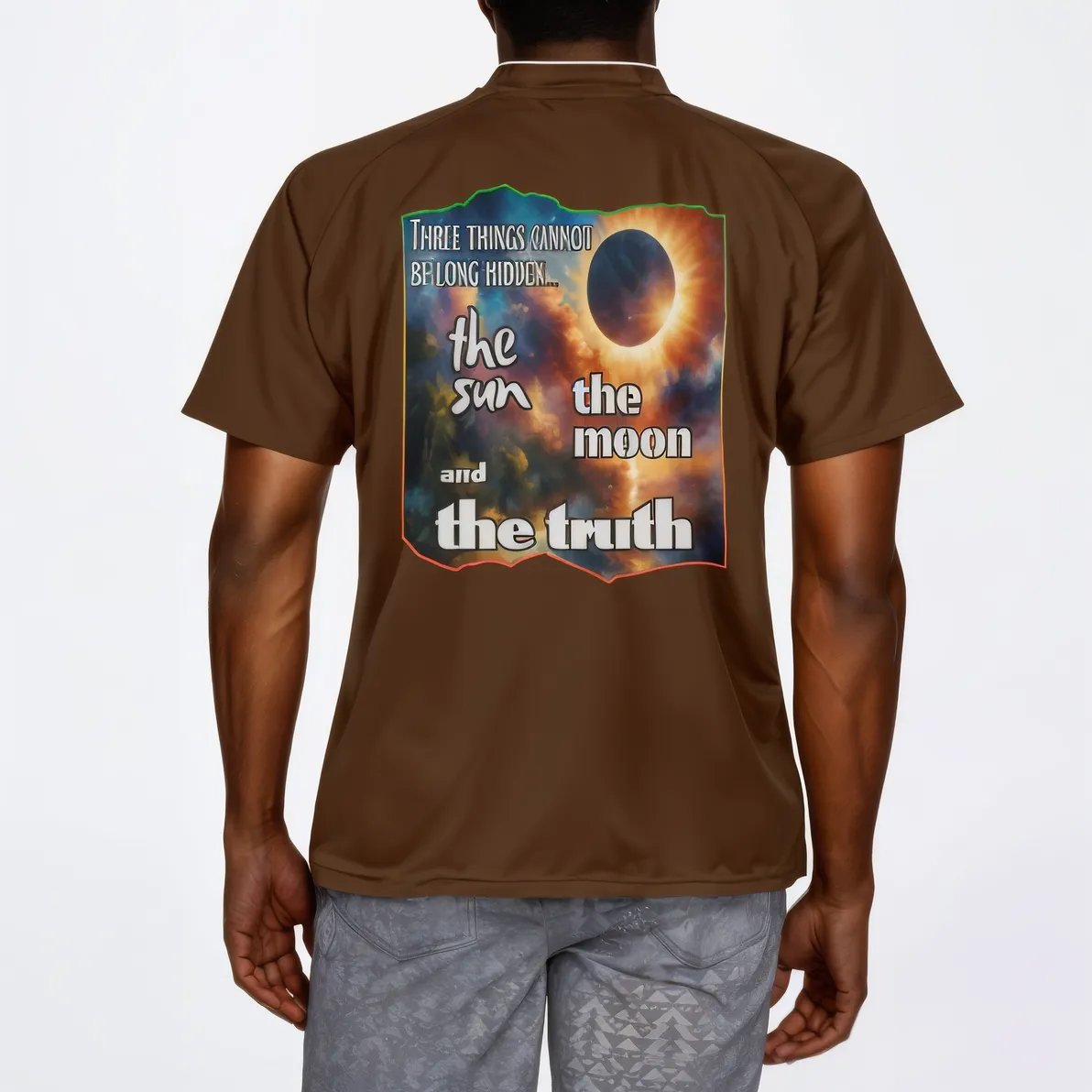 Men's V-Neck Polyester T-Shirt "The Sun, The Moon, The Truth"