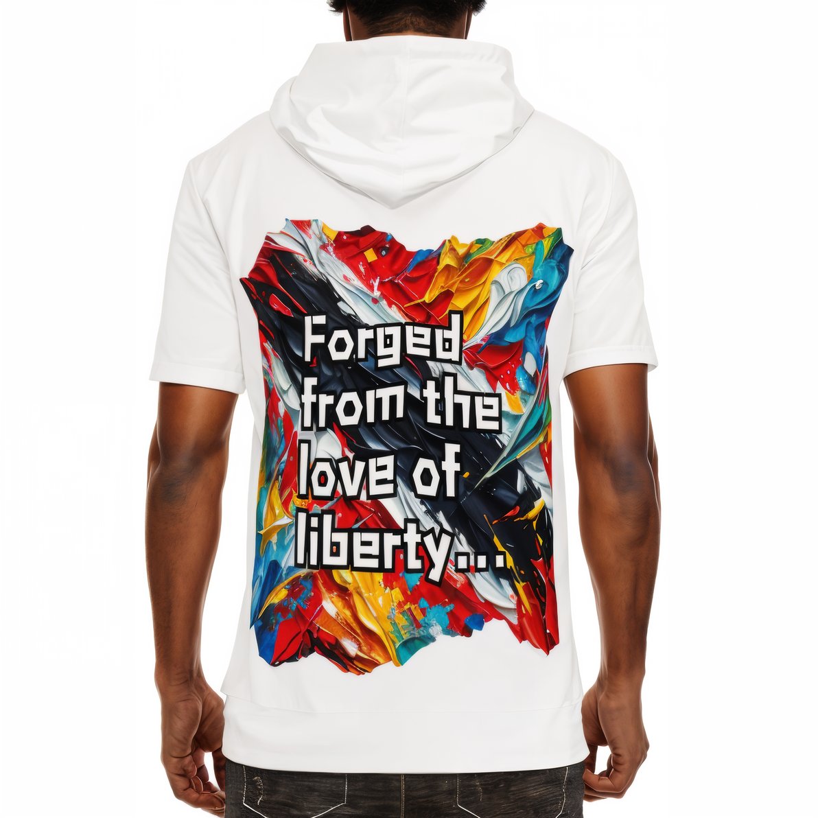 Men’s Cotton Hooded T-Shirt "Boundless Faith in our Destiny" Trinidad Pride