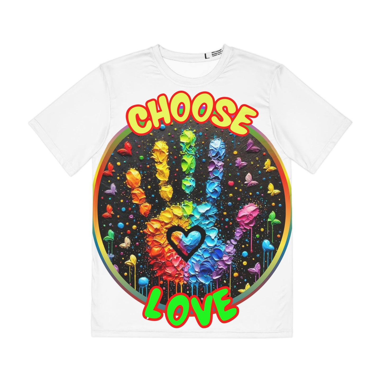 Men's Brushed Polyester Short Sleeve Tee (AOP), "Choose Love"