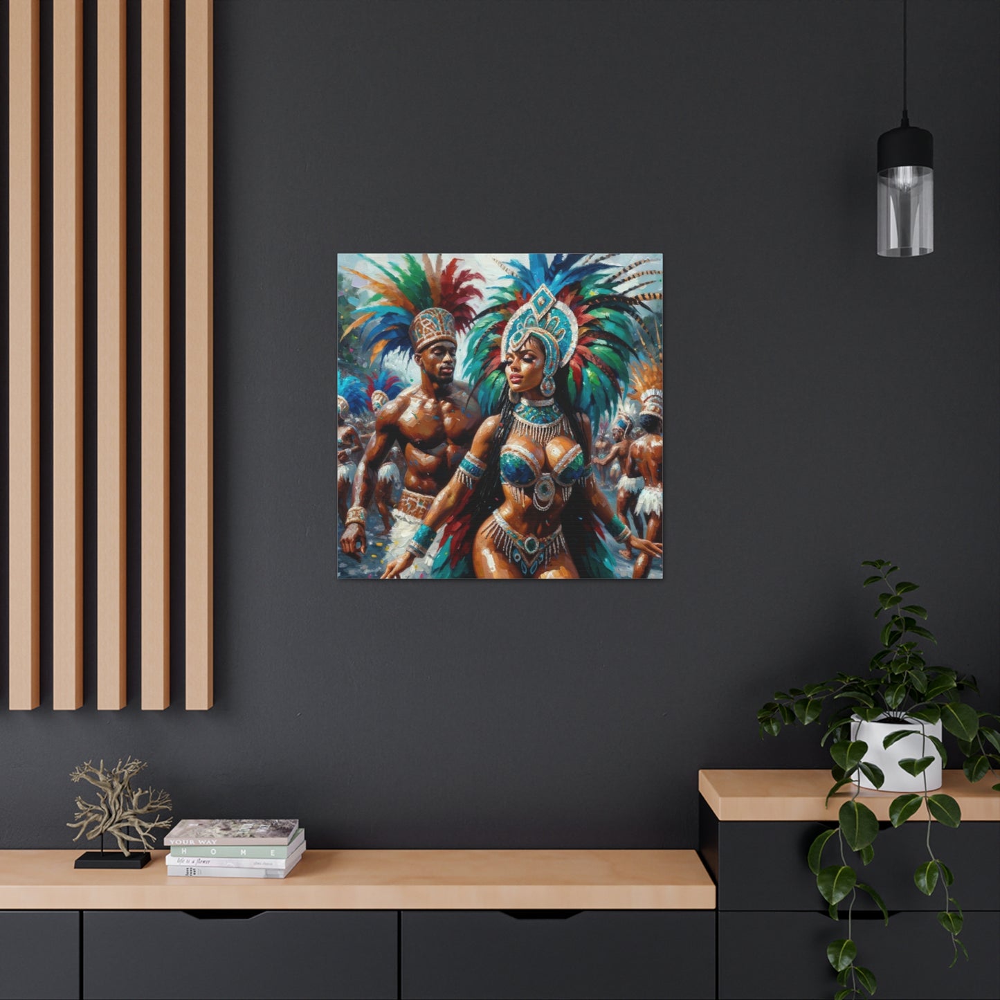 Art Print, Trini Masqueraders#2, Carnival, Oil Finish, West Indian Ethnicity, Cultural, Heritage, Indo & Afro Caribbean, Canvas Gallery Wrap