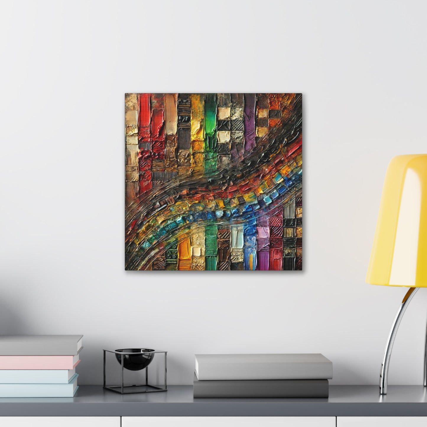 Art Print, African Print, Black Power, Abstract Oil Finish, Unity, One Love, Canvas Gallery Wrap