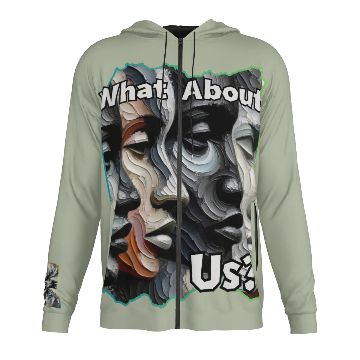 Men's Lightweight Zip Up Hoodie | Polyester "What About Us"