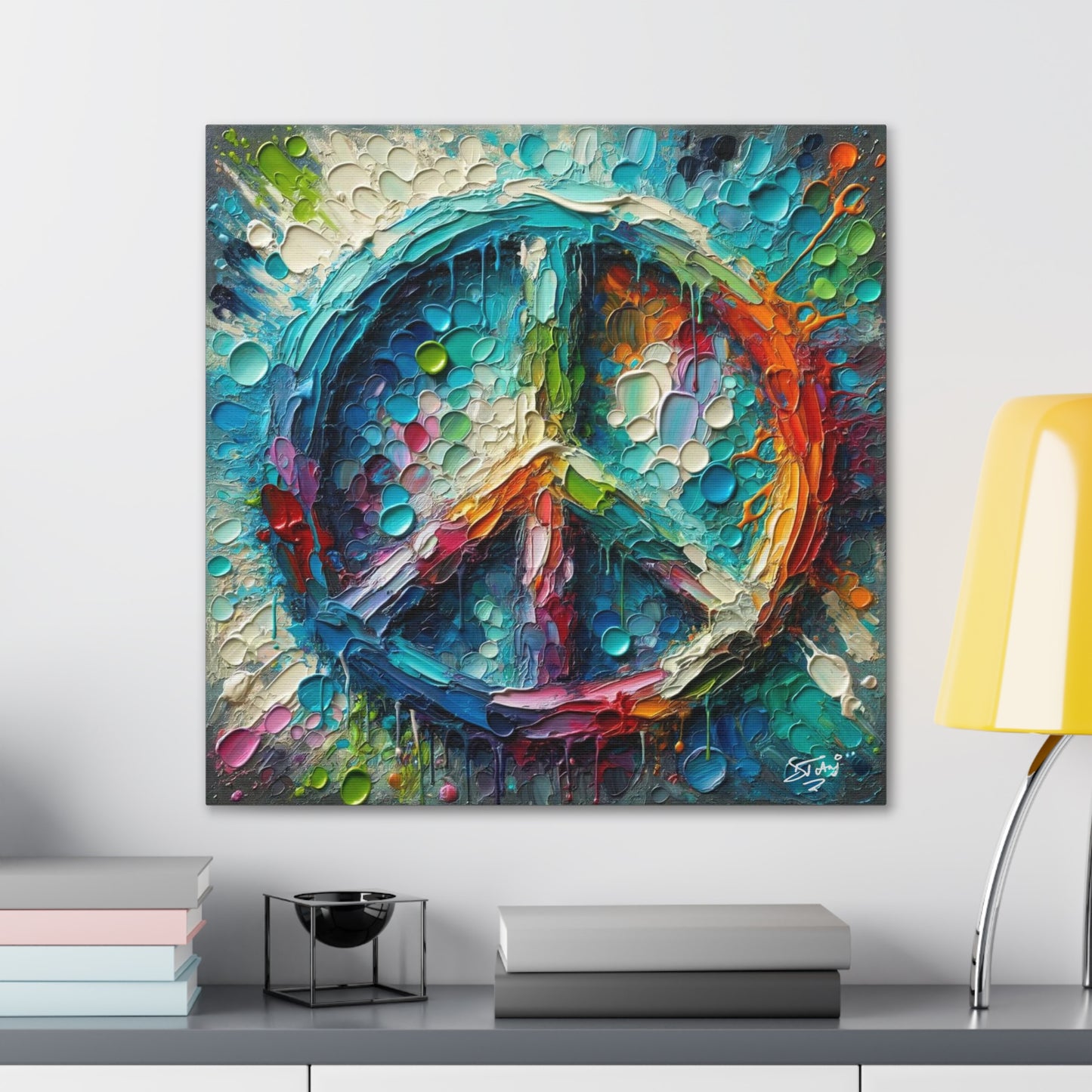 Art Print, "Peace" Oil Finish, Abstract, One Love, West Indian Ethnicity, Cultural, Heritage, Semi-Abstract, Canvas Gallery Wrap