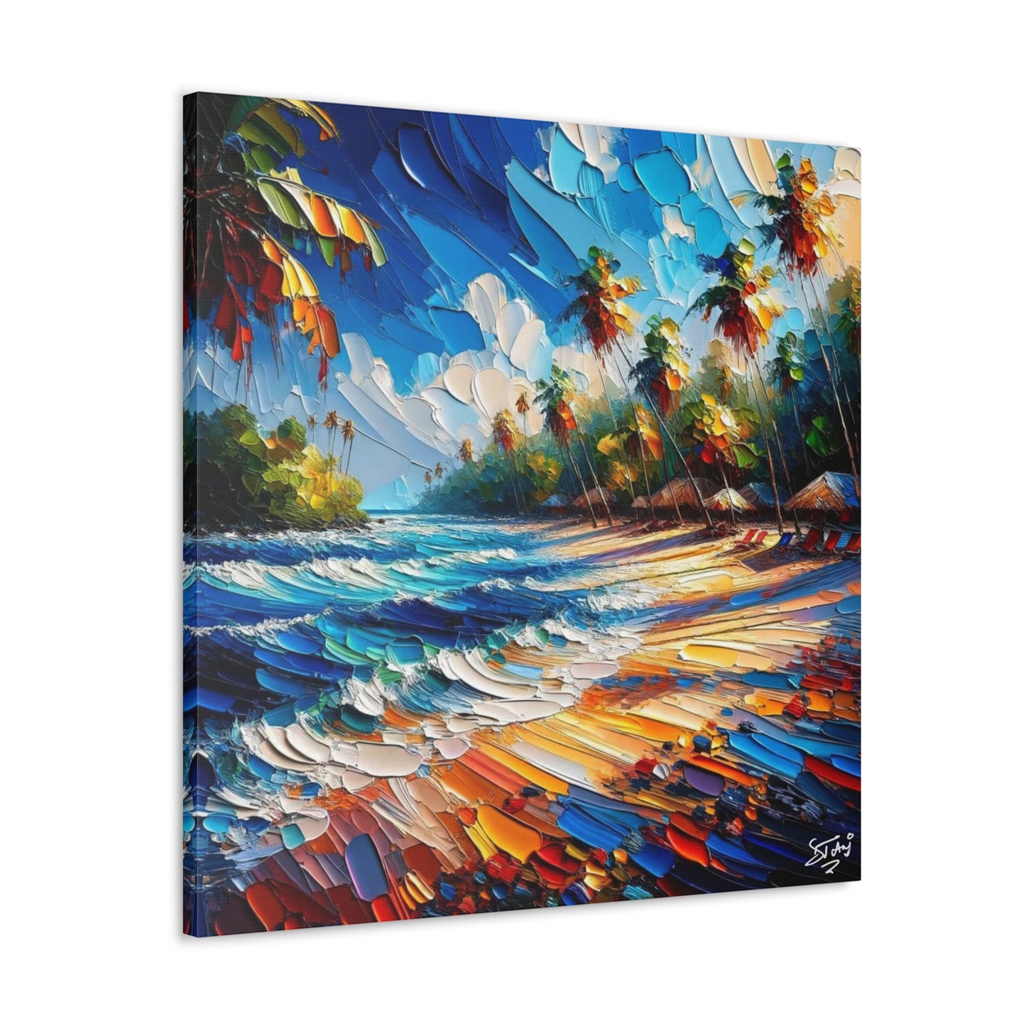 Art Print of Caribbean Beach Scene, Tobago, West Indian Art, Canvas Gallery Wraps