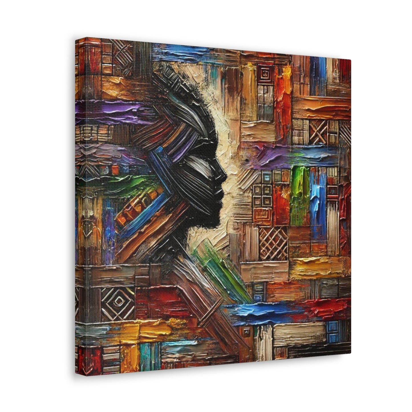 Art Print, African Print, Black Power, African Mask, Abstract Oil Finish, Unity, One Love, Canvas Gallery Wrap