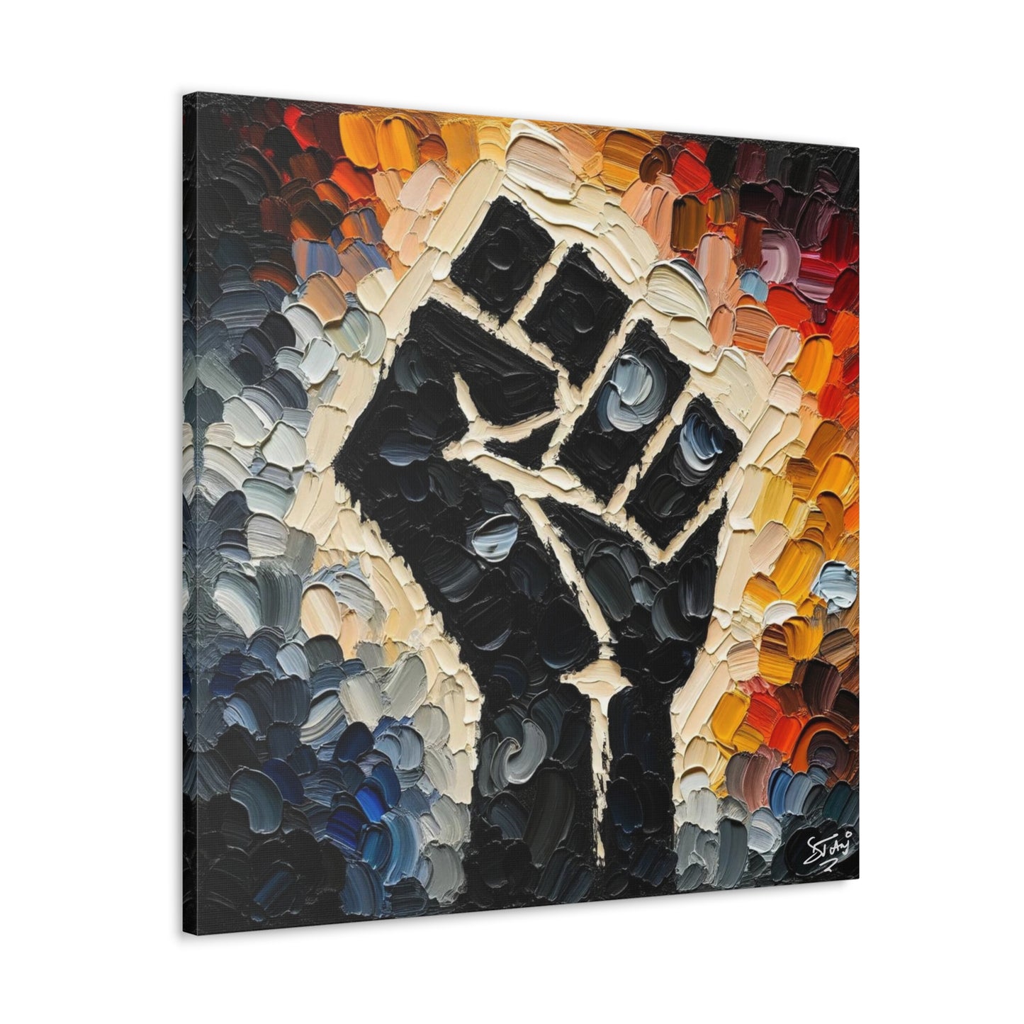 Art Print, Black Hand, Black Power, Oil Finish, Unity, One Love, Semi-Abstract, Canvas Gallery Wrap