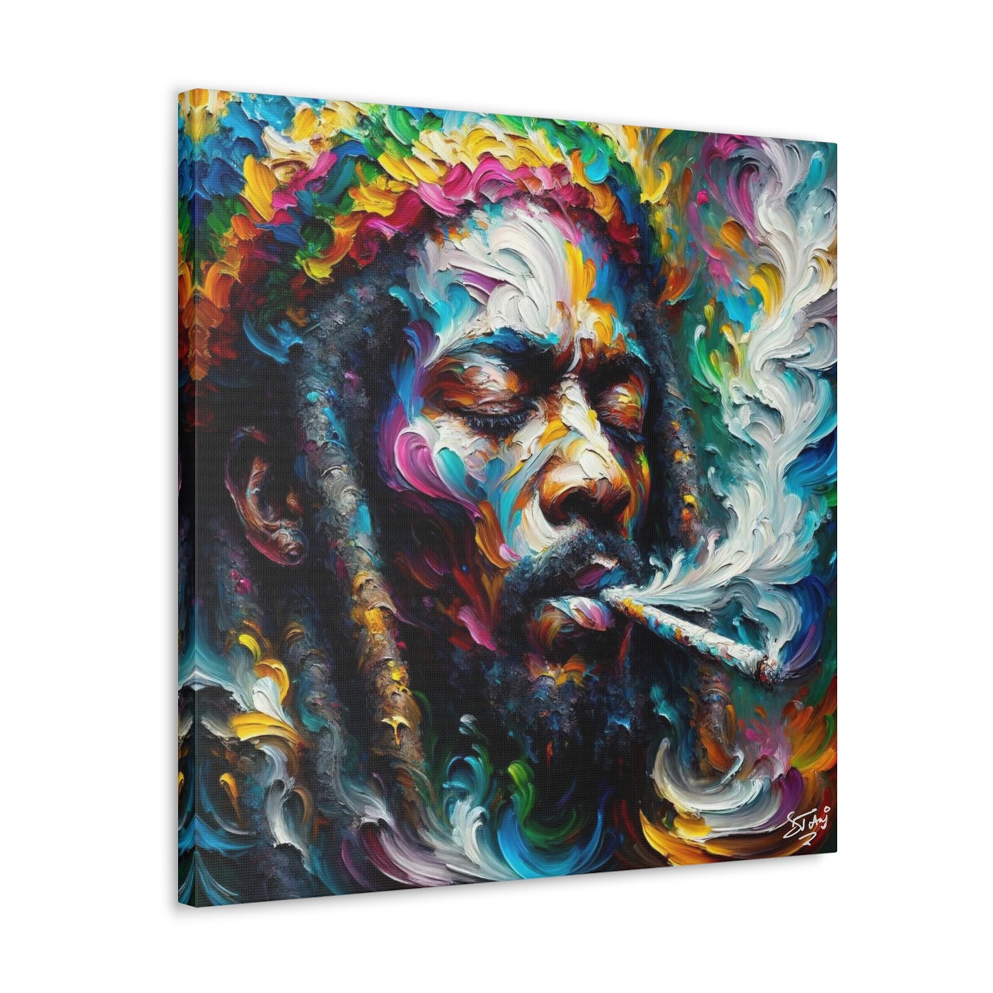 Art Print, "Rastaman Live Up," Oil Finish, West Indian Ethnicity, Cultural, Heritage, Semi-Abstract, Canvas Gallery Wrap