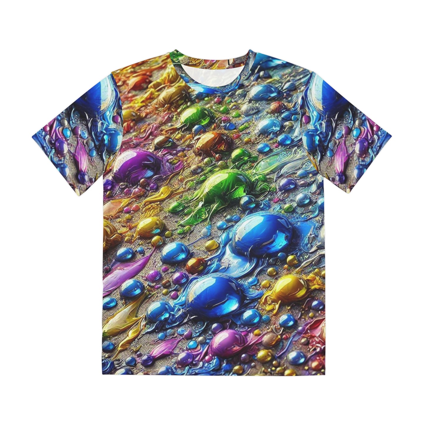 Men's Brushed Polyester Short Sleeve Tee (AOP), Colorful Water Print