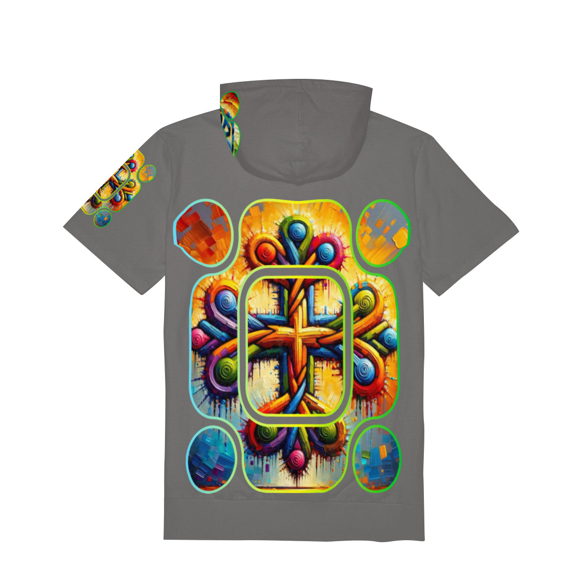 Men’s Cotton Hooded T-Shirt "Unity Abstract Print"