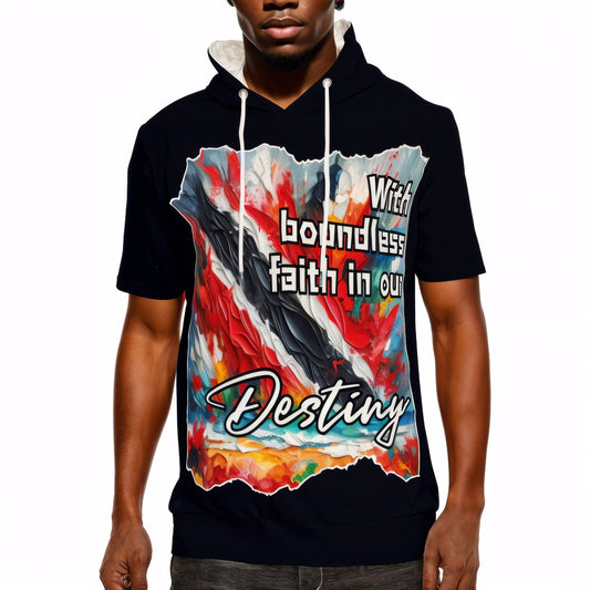 Men’s Cotton Hooded T-Shirt "Boundless Faith in our Destiny" Trinidad Pride