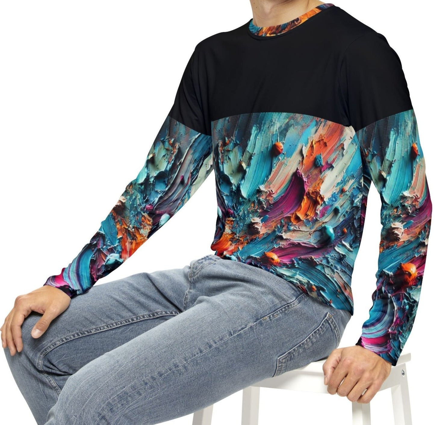 Men's Brushed Polyester Long Sleeve Shirt (AOP) Abstract Paint Print