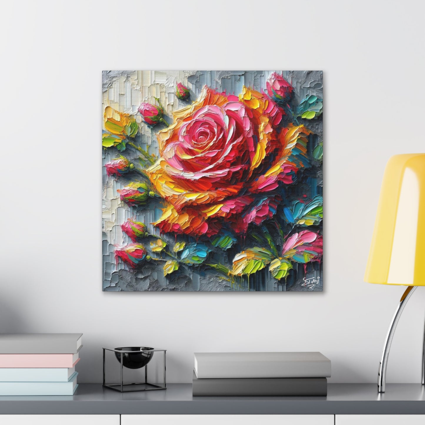 Art Print, Caribbean Flowers, Oil Finish, Caribbean Nature, Cultural, Heritage, Semi-Abstract, Canvas Gallery Wrap