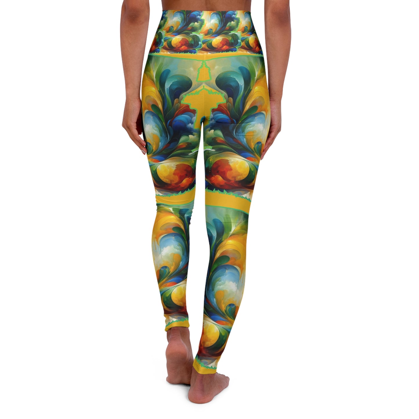 High Waisted Yoga Leggings (AOP) Abstract Summer Print