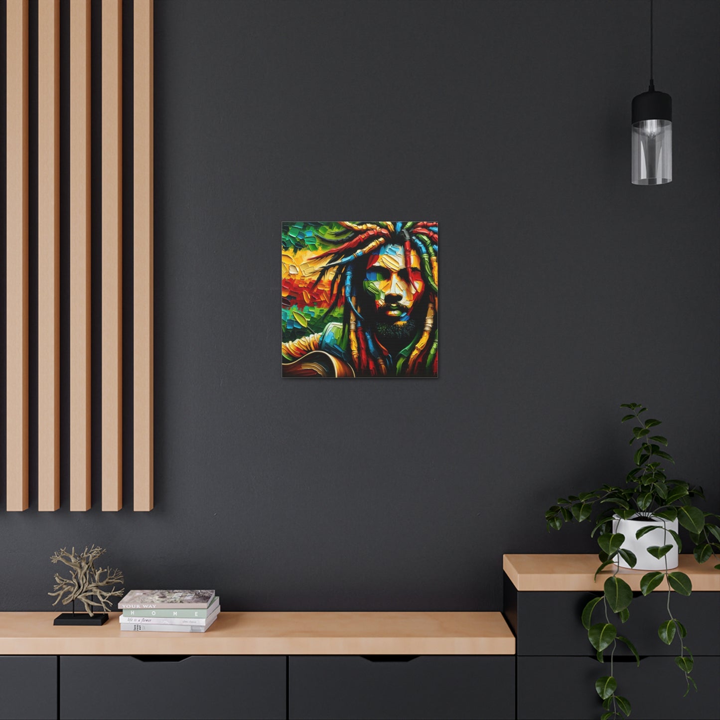 Art Print of Rastaman, Oil Finish, West Indian Ethnicity, Cultural, Heritage, Afro-Caribbean Man, Semi-Abstract, Canvas Gallery Wrap