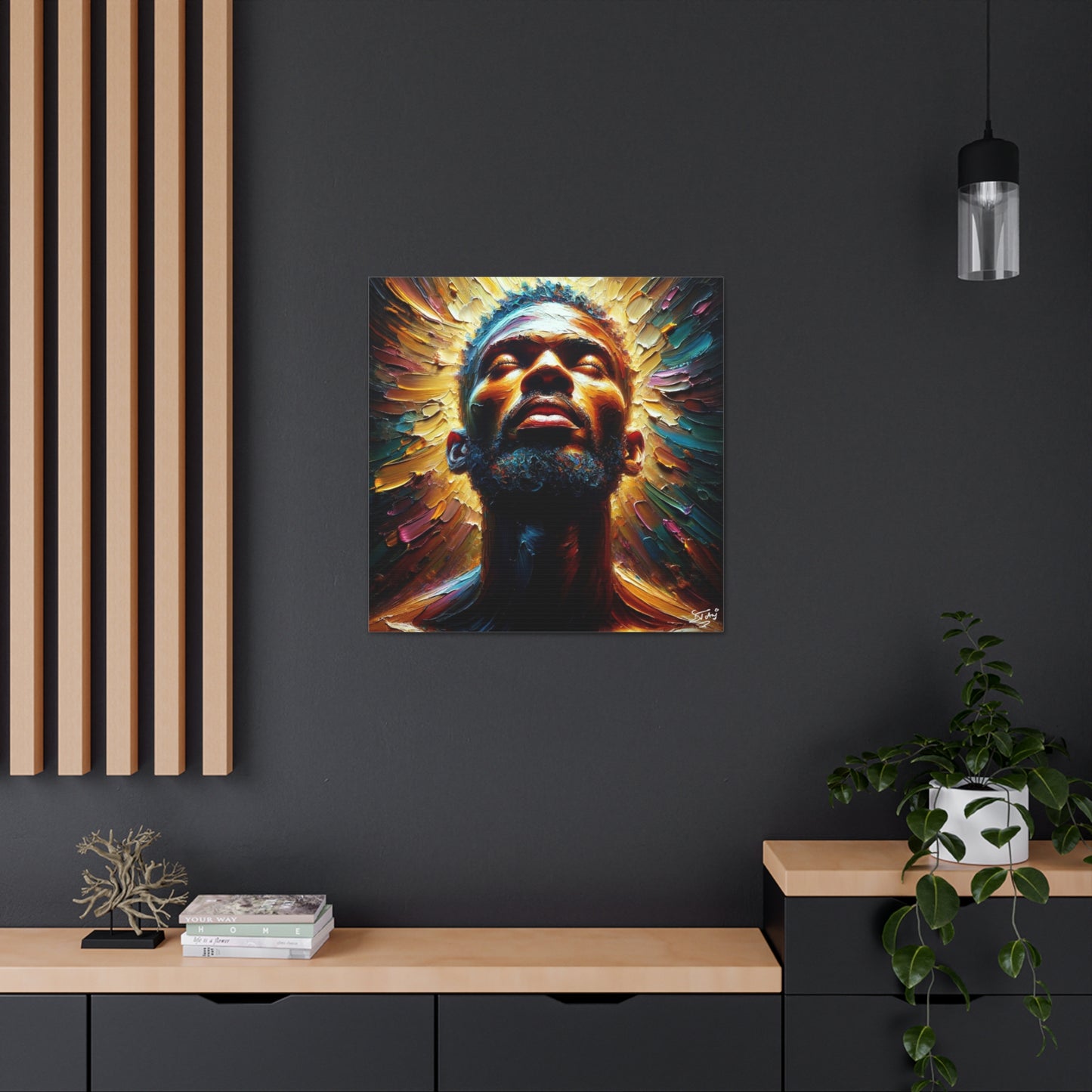 Art Print, Afro-Caribbean Man, "In the Light" Oil Finish, West Indian Ethnicity, Cultural, Heritage, Abstract, Canvas Gallery Wrap