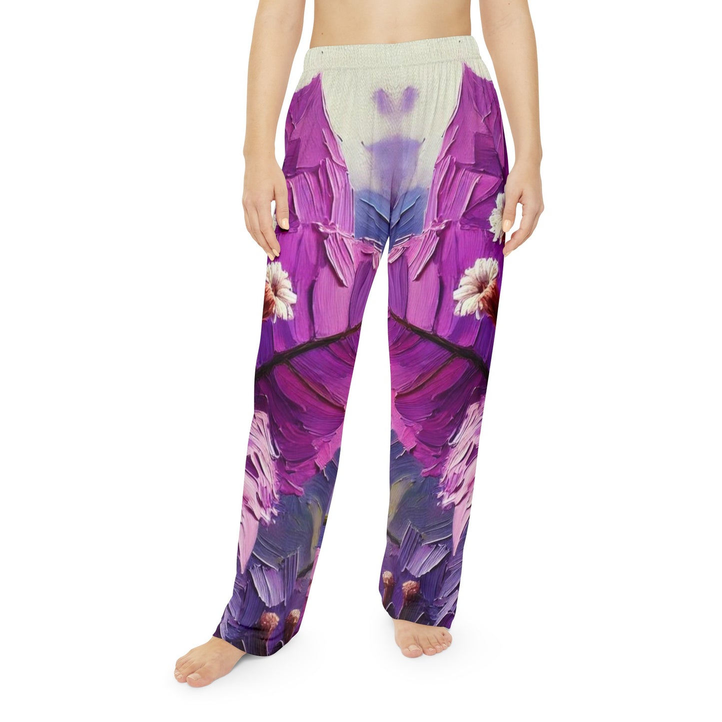 Women's Brushed Polyester Lounge Pants (AOP) Purple Floral Print