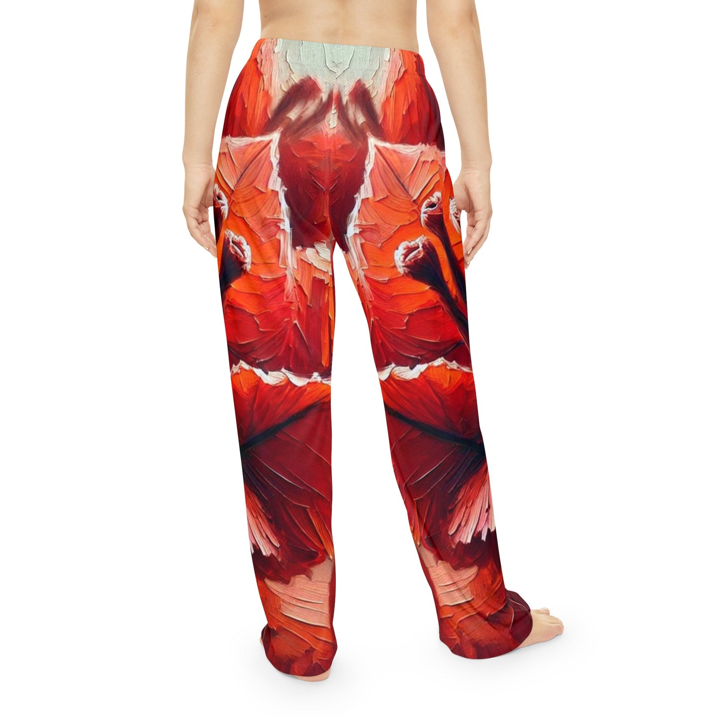 Women's Brushed Polyester Lounge Pants (AOP) Red Floral Print