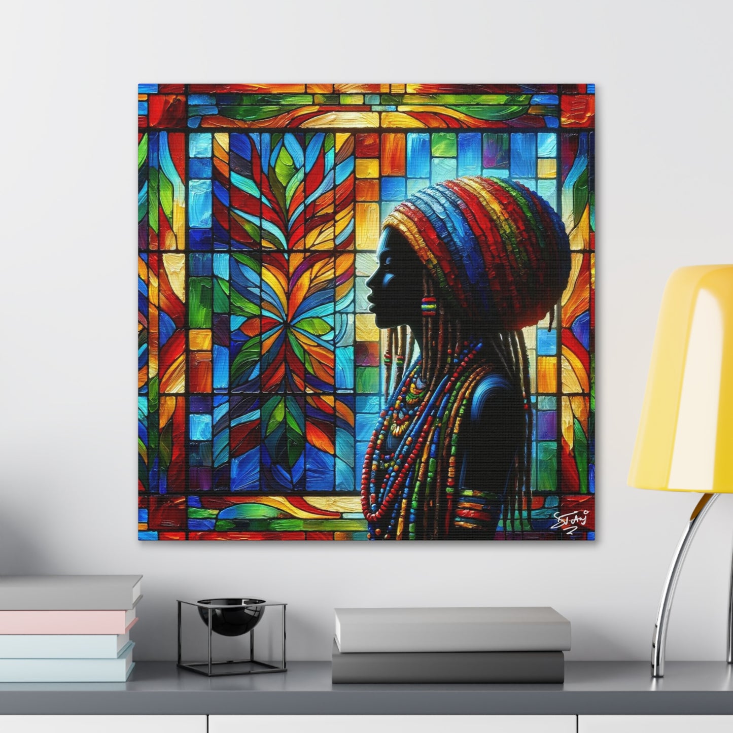 Art Print, Afro-Caribbean Woman, Oil Finish, West Indian Ethnicity, Cultural, Heritage, Semi-Abstract, Canvas Gallery Wrap