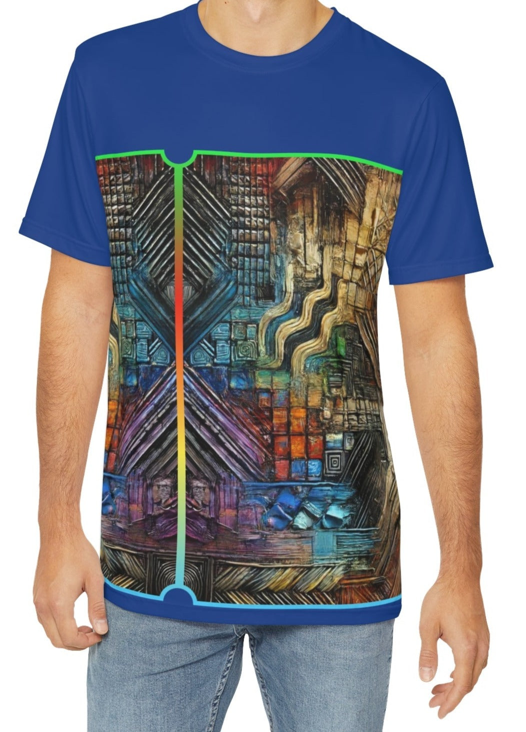 Men's Brushed Polyester Short Sleeve Tee (AOP), "Abstract African Print"