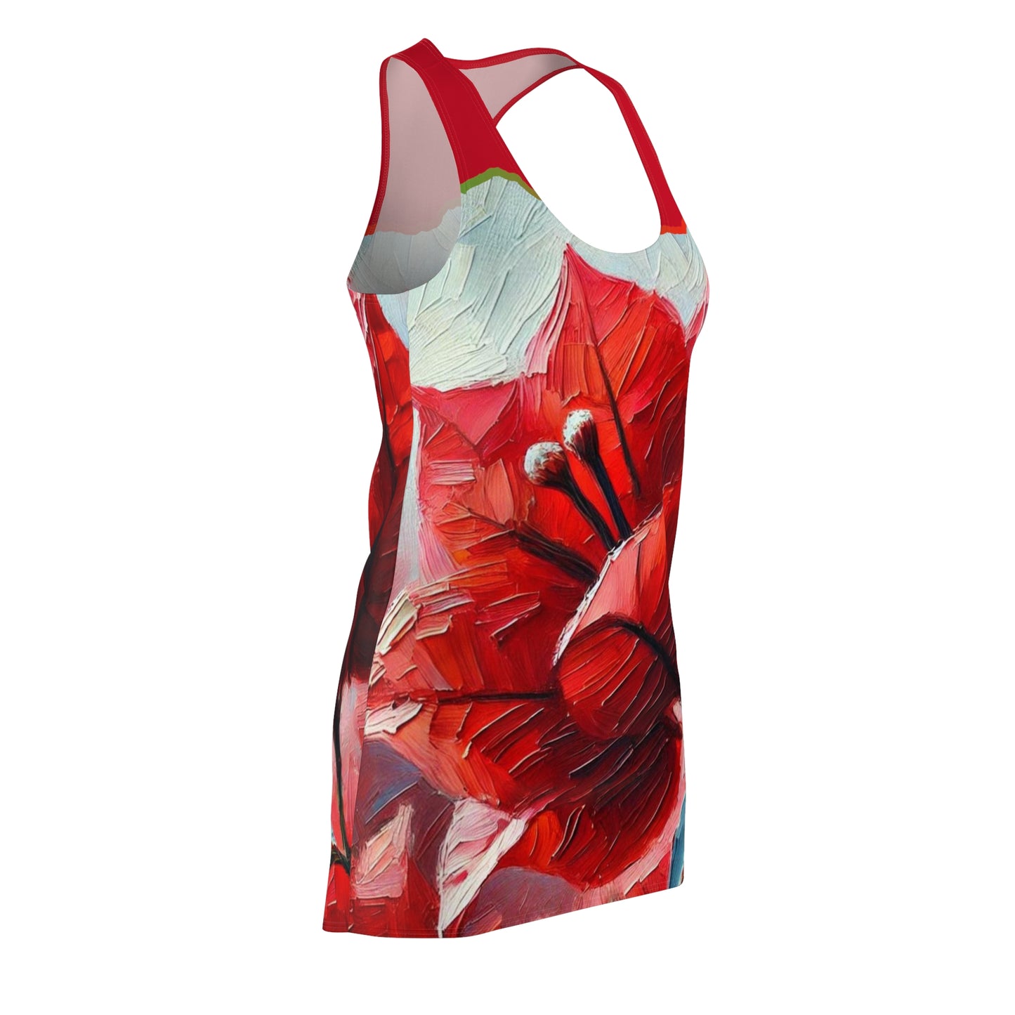 Women's Cut & Sew Racerback Dress (AOP) Red Floral Print