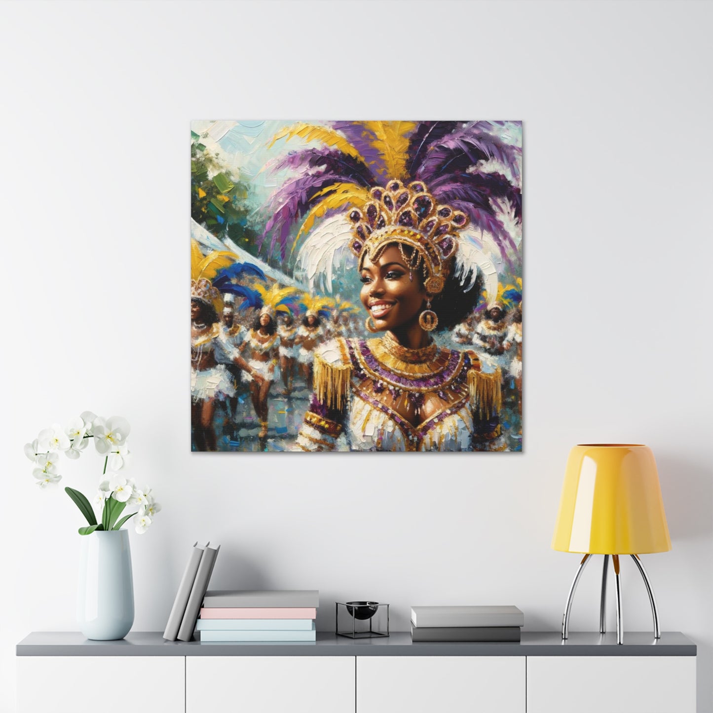 Art Print#8 of Trini Masquerader, Carnival, Oil Finish, West Indian Ethnicity, Cultural, Heritage, Art, Black Woman, Canvas Gallery Wraps