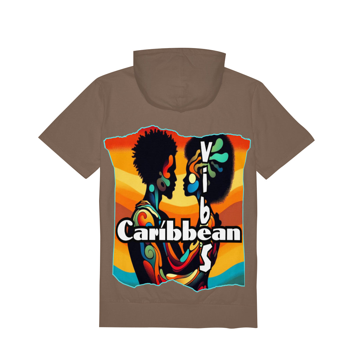 Men’s Cotton Hooded T-Shirt "Feel the Vibe, Caribbean Vibes"