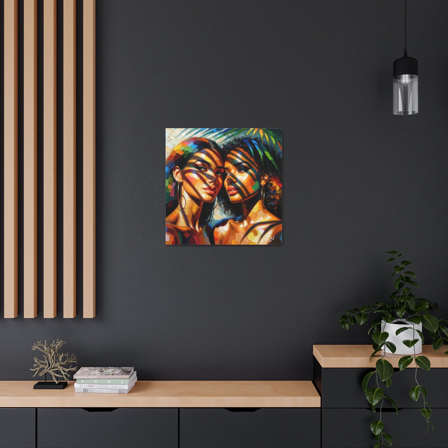 Art Print, Caribbean Women, "In the Shade" Oil Finish, West Indian Ethnicity, Cultural, Heritage, Canvas Gallery Wrap