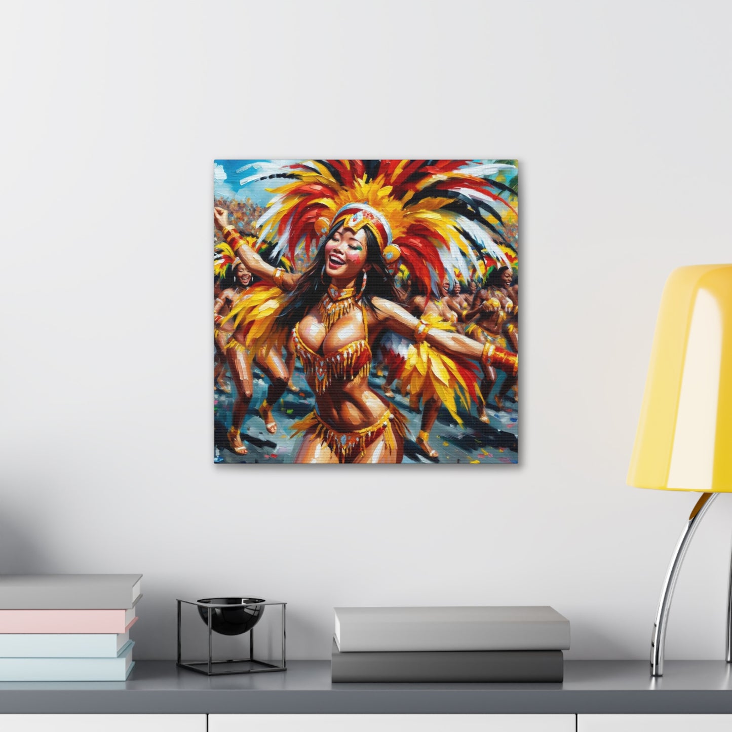 Art Print#7 of Trini Masquerader, Carnival, Oil Finish, West Indian Ethnicity, Cultural, Heritage, Art, Black Woman, Canvas Gallery Wraps