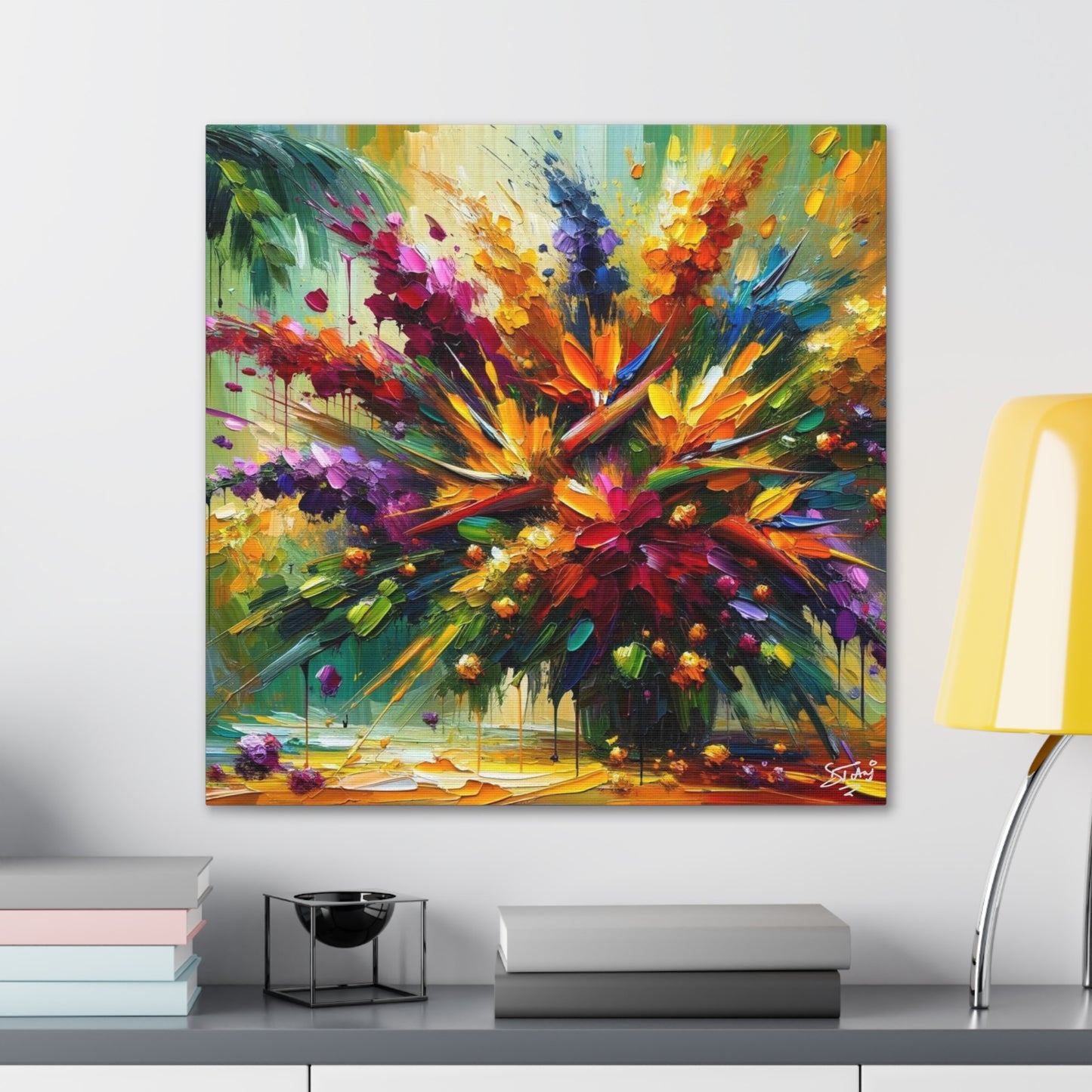 Art Print of Caribbean Bouquet, Oil Finish, West Indian Art, Canvas Gallery Wraps