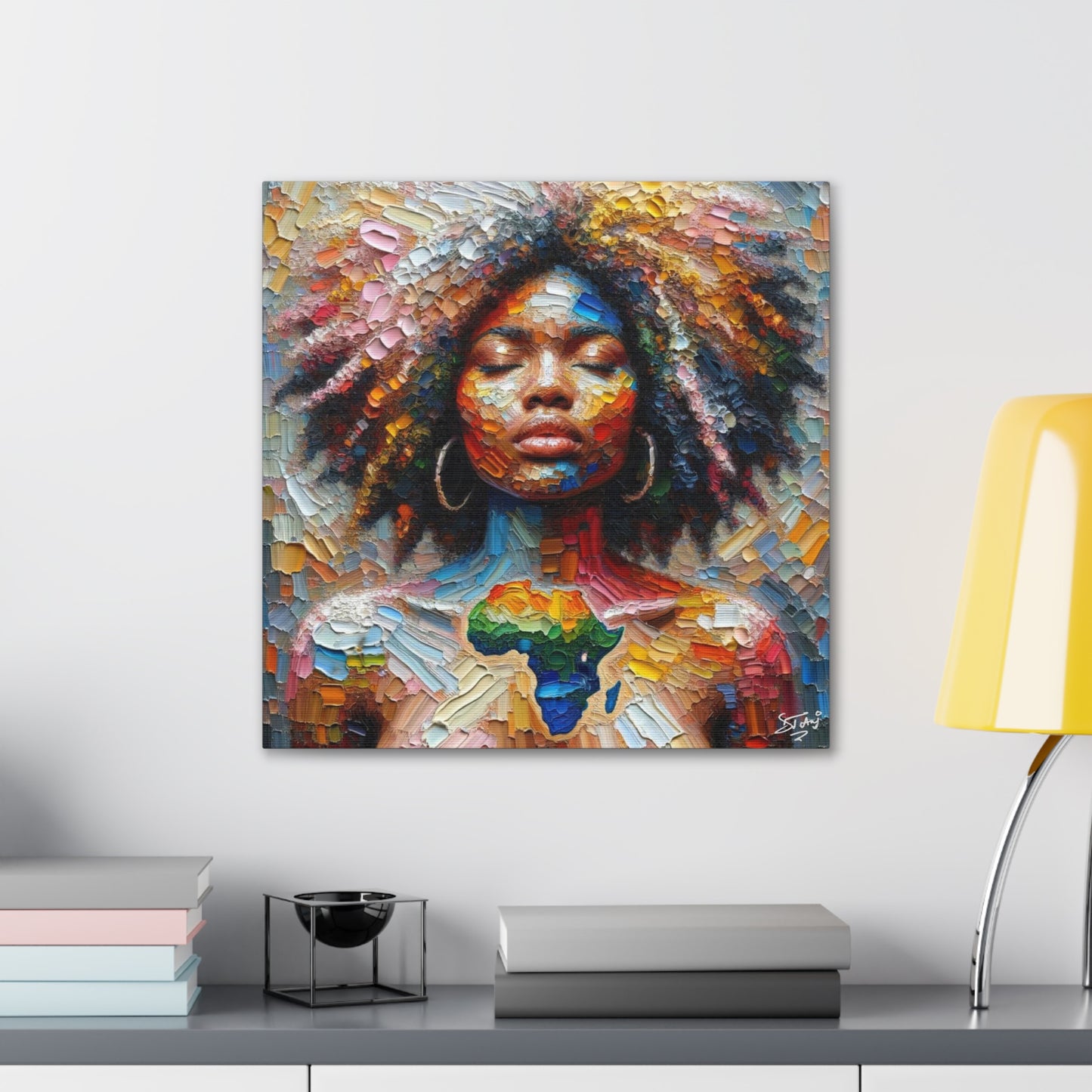 Art Print, "Mother Africa" Oil Finish, West Indian Ethnicity, Cultural, Heritage, Abstract, Canvas Gallery Wrap