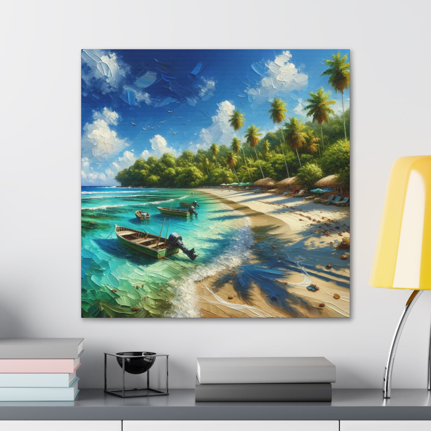 Art Print#2 of Caribbean Beach Scene, Swallows Beach, Tobago, West Indian Art, Canvas Gallery Wraps